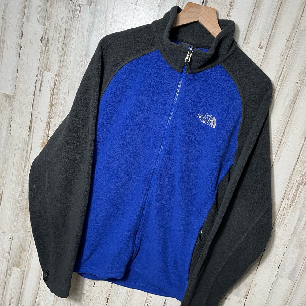 Y2K North Face‎ Black Blue Zip Fleece Collared Sweater Mens Large